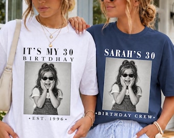 Personalized Vintage Photo Birthday Shirt, Custom Picture Birthday Tee, 21st 30th 40th 50th Birthday Gift, Retro Custom Photo Crew Shirt