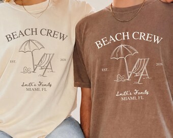 Custom Family Beach Shirt, Matching Beach Crew Tee, Personalized Comfort Colors Vacation Shirt, Miami Family Trip Gift, Summer Travel Tee