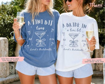Bride In A Tini Bit Shirt, Martini Bachelorette Party Shirt, Personalized Bride Tee, Comfort Colors Bridal Party Shirts, Bachelorette Gift