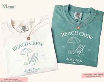 Custom Family Beach Shirt, Matching Beach Crew Tee, Personalized Comfort Colors Vacation Shirt, Miami Family Trip Gift, Summer Travel Tee