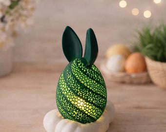 Easter decoration bunny egg with bunny foot tealight holder 3D print – Easter decoration with LED tealight, bunny decorative figure, Easter gift idea