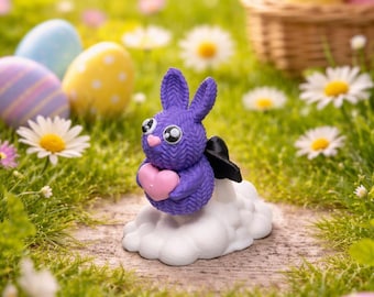 Easter bunny with heart and jetpack in your choice of color – cute Easter decoration figurine, Easter gift, spring decoration, table decoration, eye-catcher for the Easter basket