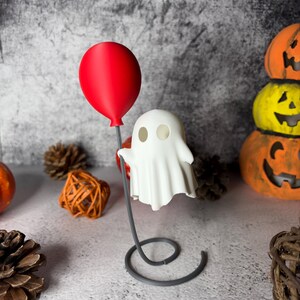 Glowing Ghost with Balloon | 3D Printed Halloween Decoration Figure | LED Tealight Holder | Luminous Autumn Table Decoration | Gift Idea image 15