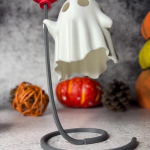 Glowing Ghost with Balloon | 3D Printed Halloween Decoration Figure | LED Tealight Holder | Luminous Autumn Table Decoration | Gift Idea image 14