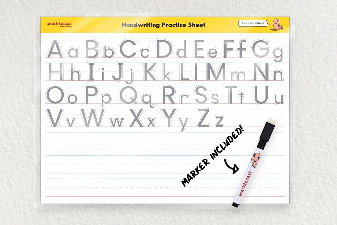Laminated Handwriting Practice Sheet Etsy