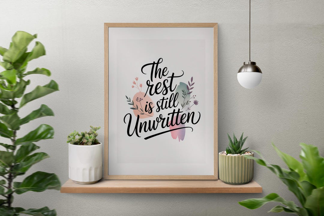 Floral Typography Art Print, Motivational Quote, Pastel Watercolor ...