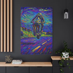 Michael Dunlop Isle of Man TT Winner Canvas Print, Motorbike Racing Art
