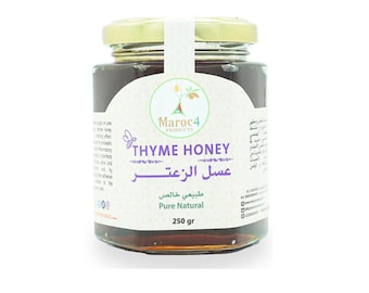Miel de tomillo marroquí / Beldi crudo natural puro hecho en casa a base de hierbas tradicional dulce عسل الزعتر
