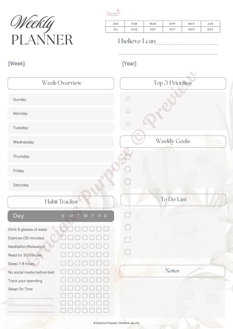 Weekly Planner Bundle Printable for Overwhelmed Women | 5 Calm & Simple ...