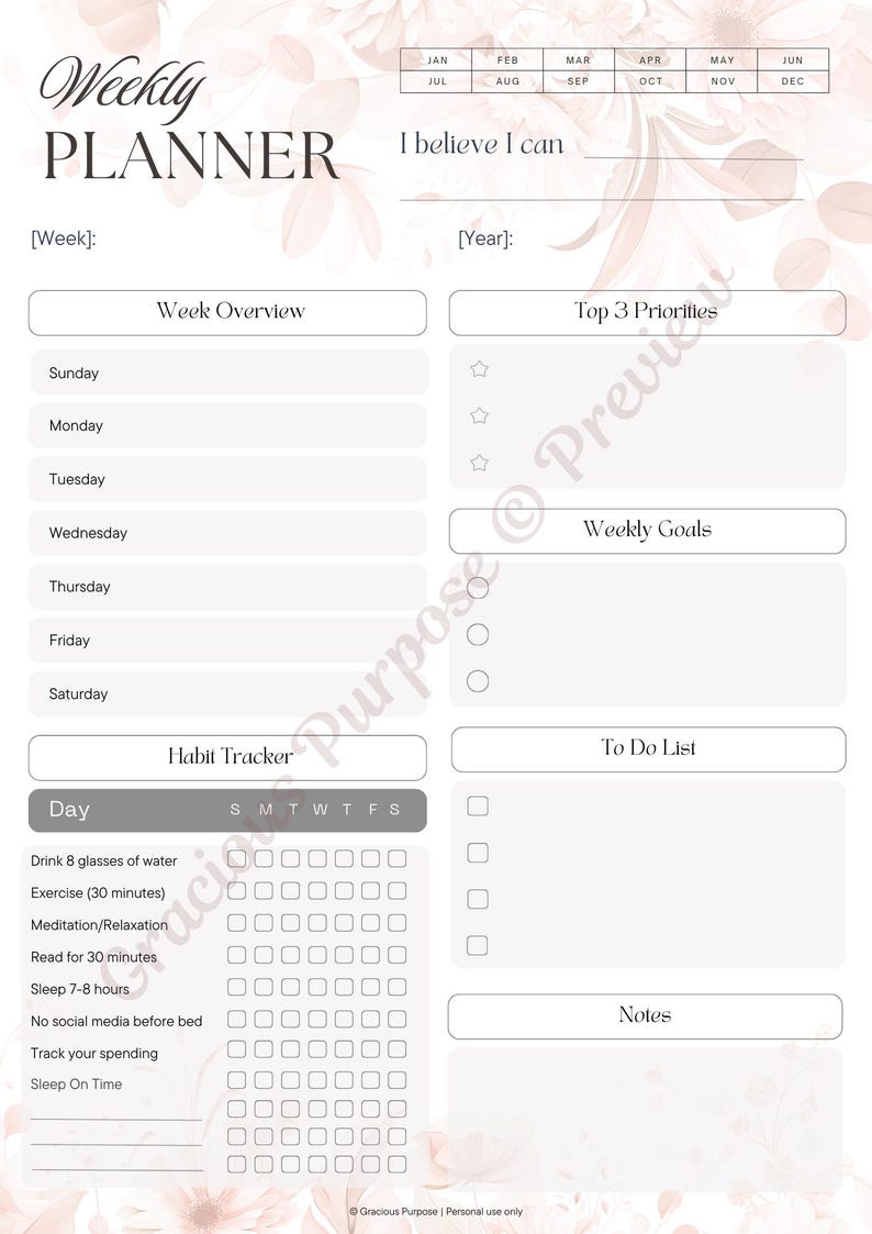 Time Blocking Weekly Planner Printable for Women | Gentle Structure ...