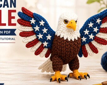 Realistischer Amigurumi Adler häkeln, Independence Day Decor, 4. Juli Häkelspielzeug Plushie | Amerikanischer Adler Amigurumi | Schnittmuster PDF Download