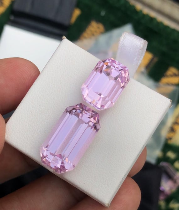 31.80 Ct Natural Light Pink Kunzite Lot | Emerald Cut Faceted Gemstones | Afghanistan Eye Clean Loose Stones for Jewelry Making