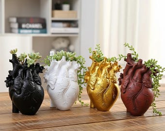 Vaso a forma di cuore anatomico, vaso per piante grasse unico, decorazione per la casa a forma di cuore unica, vaso a forma di cuore artistico, vaso d'arte moderna, regalo insolito e originale con una pianta.