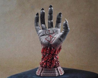 Collana Berserk Hand Of God e Behelit The Egg of the King, statuetta in resina anime, action figure di Guts, Hand of Fate, statua della mano
