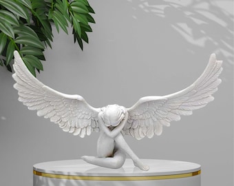 Statuina a forma di ala d'angelo, scultura, regalo, statua europea, decorazione per la stanza, artigianato, abbraccio moderno, decorazione per la casa.
