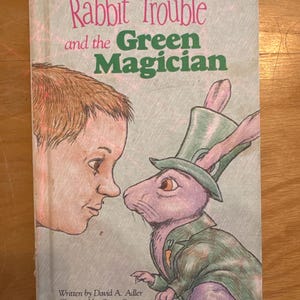 Vintage 1987 Rabbit Trouble and the Green Magician – Weekly Reader Hardcover – Illustrated Children’s Fantasy by David A. Adler