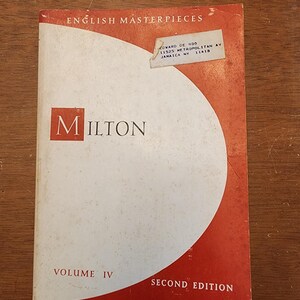 Milton (English Masterpieces, Volume IV) - 1964 - Vintage Poetry - Collectible Poetry - Rare Poetry - Vintage Literature