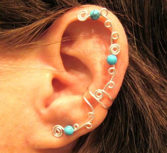 Non Pierced Cartilage Ear Cuff swirls and Stones Etsy