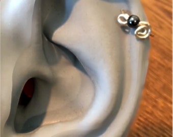 St Silver Helix Piercing "Captured" Handmade Ear Helix Cartilage Piercing Hoop 18/20 Ga