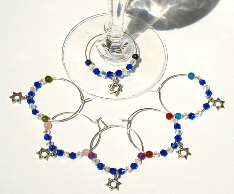 Jewish Wine Charms Set of 6 Star of David Magen David Etsy