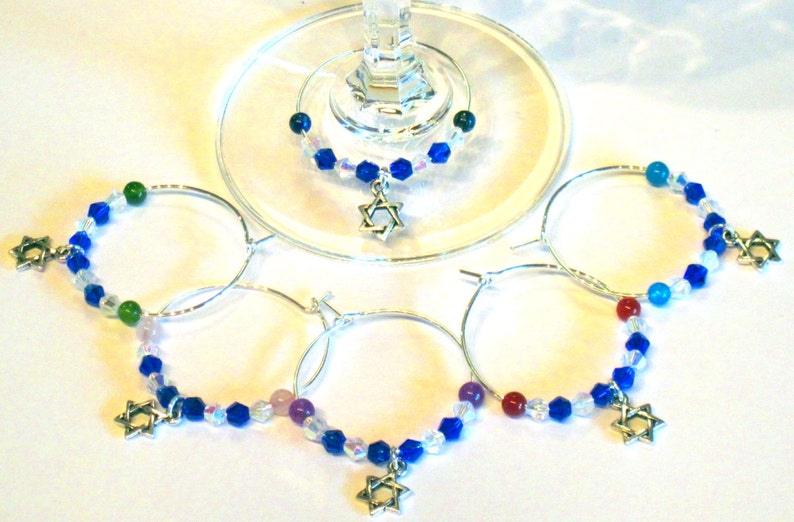 Jewish Wine Charms Set of 6 Star of David Magen David Etsy