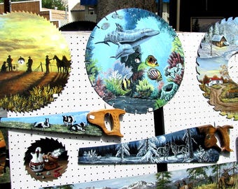 Personalized Hand Painted Saw Blade Art – Rustic Wall Decor