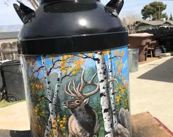 Personalized Hand-Painted Milk Can, Farm & Wildlife Art