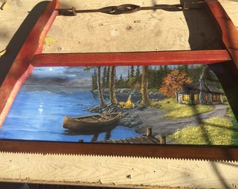 Personalized Painted Buck Saws - Rustic Cabin Decor, Wildlife Art