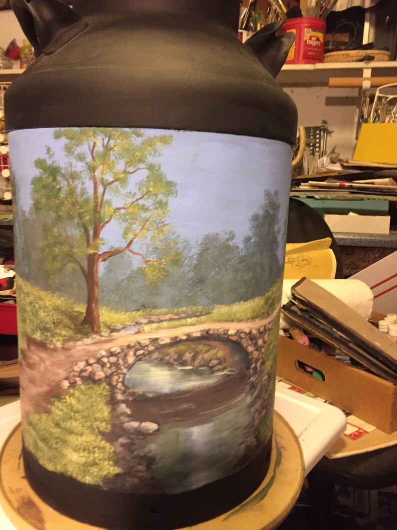 Custom Painted Milk Cans hand painted milk can farm scenes Etsy