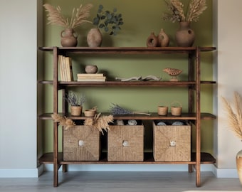 Modern Solid Wood Bookshelf – Handmade Natural Wood Display & Storage Unit