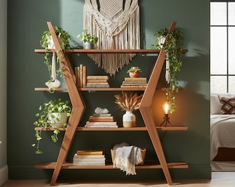 Z-Design Wooden Bookcase – Modern Handmade Shelf from First-Class Solid Wood