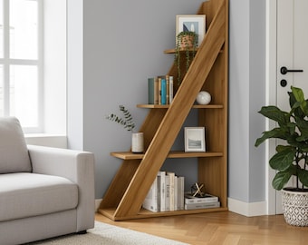 Moderne boekenplank met ladder - houten display- en opbergrek