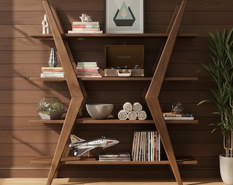 Z-Design Wooden Bookcase – Modern Handmade Shelf from First-Class Solid Wood
