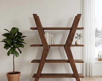 Z-Design Wooden Bookcase – Modern Handmade Shelf from First-Class Solid Wood  