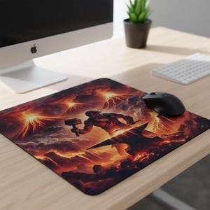 Hephaestus God of Fire Print, Vulcan Forge Mythology Art, Volcano Lava Wall Decor, Greek Roman Fantasy Poster, Blacksmith Gift