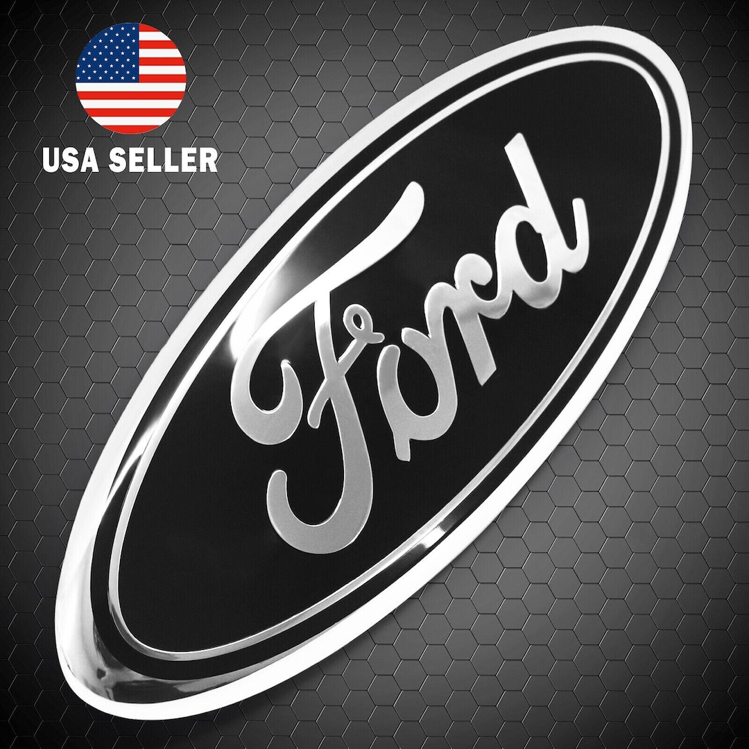 Black / Chrome Ford F150 Emblem 9 Inch Oval | Front Grille and Tailgate ...