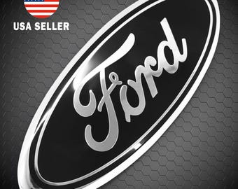 Emblema ovalado negro/cromado Ford F150 de 9 pulgadas / Reemplazo de la insignia de la parrilla delantera y del portón trasero 2005–2014