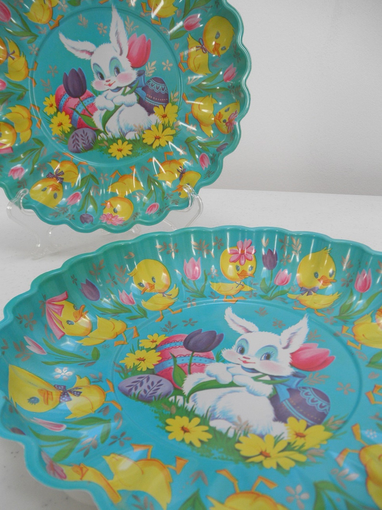 Vintage Easter Decorations Vintage Easter Bunny Trays 70s Etsy