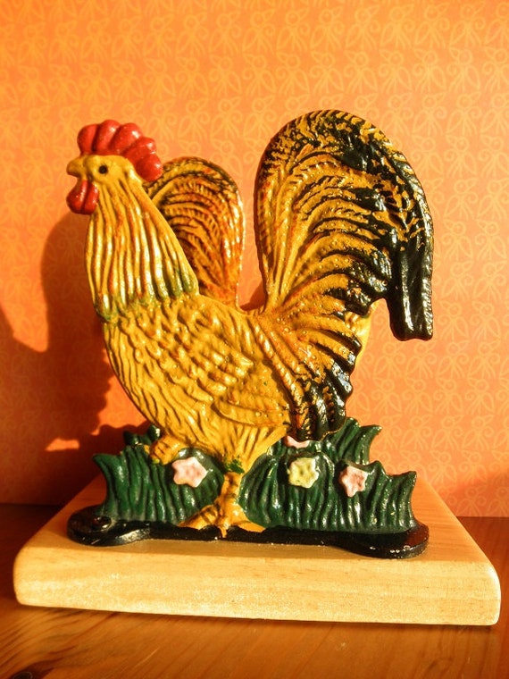 Rooster Napkin Letter Holder Cast Iron Farmhouse Country Etsy