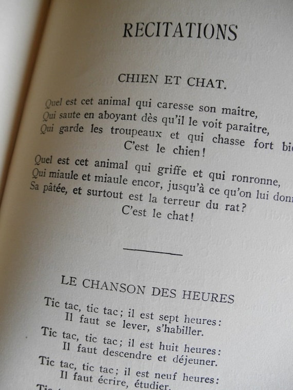 Antique French Childrens Reading Primer Livre Des Enfants Circa 1919 Red Hardcover Vintage Childs Educational Book Primitive Illustrations