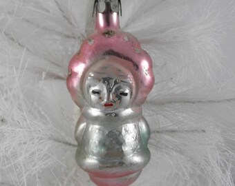 Mercury Glass Eskimo Pink Baby Tree Ornament 1st Christmas Decor