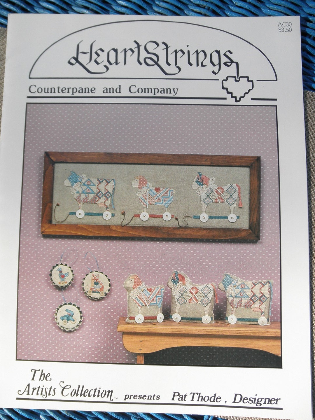 Heart Strings Cross Stitch Pattern Linen 27 Count Wood Beads Etsy