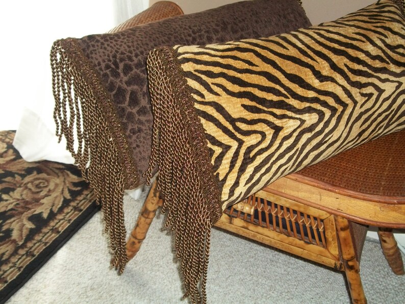 Brown Tones Lumbar Pillow with Long Luxury Fringe Etsy