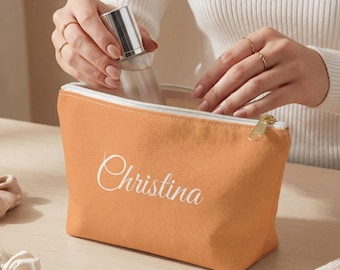 Custom Makeup Bag: Personalized Bright Toiletry Pouch - Monogrammed Gift Accessory With Zipper For Women
