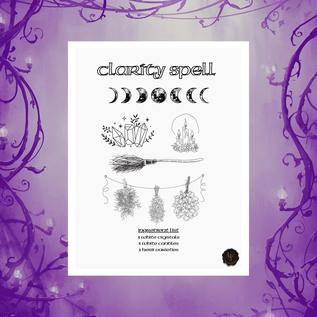 Printable Clarity Spell • Witchcraft Coloring • Insight Ritual ...