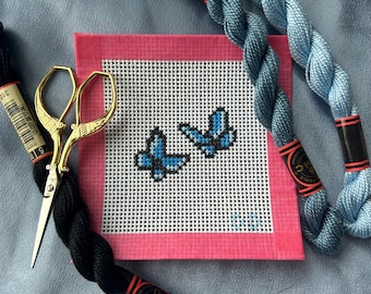 Schmetterling Mini Nadelspitze Leinwand | Handbemalte Nadelspitze Leinwand | Stich Bemalte Leinwand | 13 Maschen Canvas