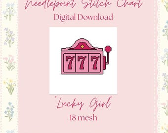 Lucky Girl Needlepoint Chart: Paint Your Own Canvas (Digital Download)