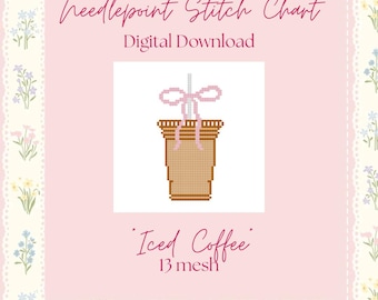 Eiskaffee Stickvorlage | Nadelspitze Farbtabelle Digitaler Download | NDLPT-Schaubild für 13 Maschen