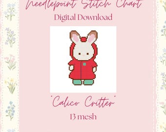 Red Calico Critter Needlepoint Chart: Paint Your Own Canvas (Digital Download)