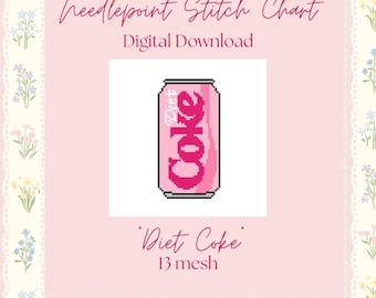 Diet Cola Nadelstich Vorlage | Nadelspitze Farbtabelle Digitaler Download | NDLPT-Schaubild für 13 Maschen